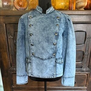 Indigo Thread Co. double-breasted military-style denim jacket